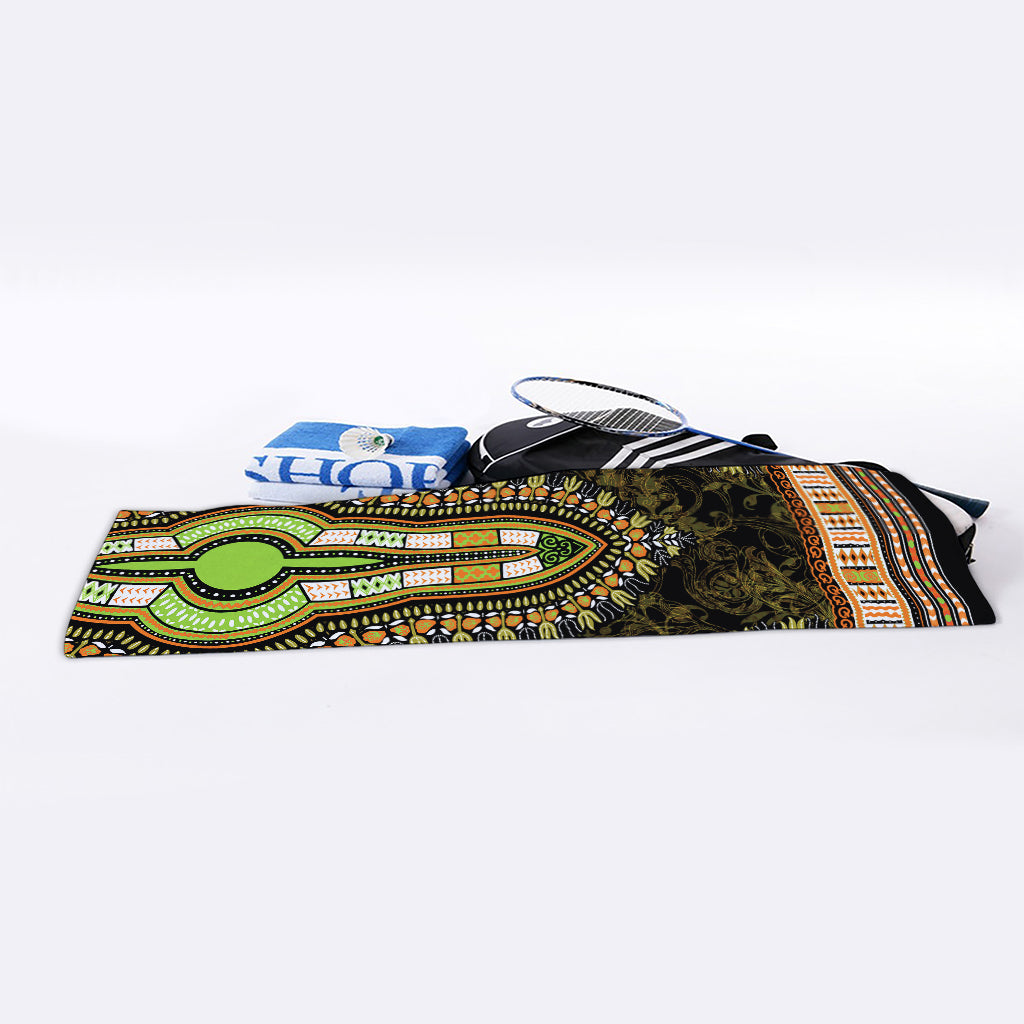Orange And Black African Dashiki Print Sports Towel