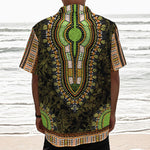 Orange And Black African Dashiki Print Textured Short Sleeve Shirt