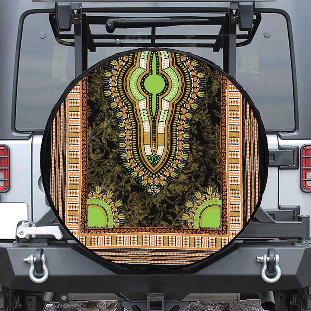 Orange And Black African Dashiki Print Tire Cover
