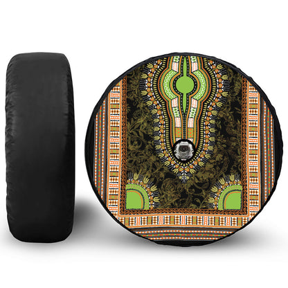 Orange And Black African Dashiki Print Tire Cover With Camera Hole