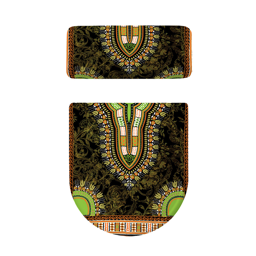 Orange And Black African Dashiki Print Toilet Lid And Tank Cover Set