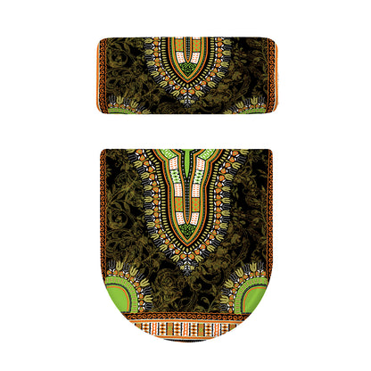 Orange And Black African Dashiki Print Toilet Lid And Tank Cover Set