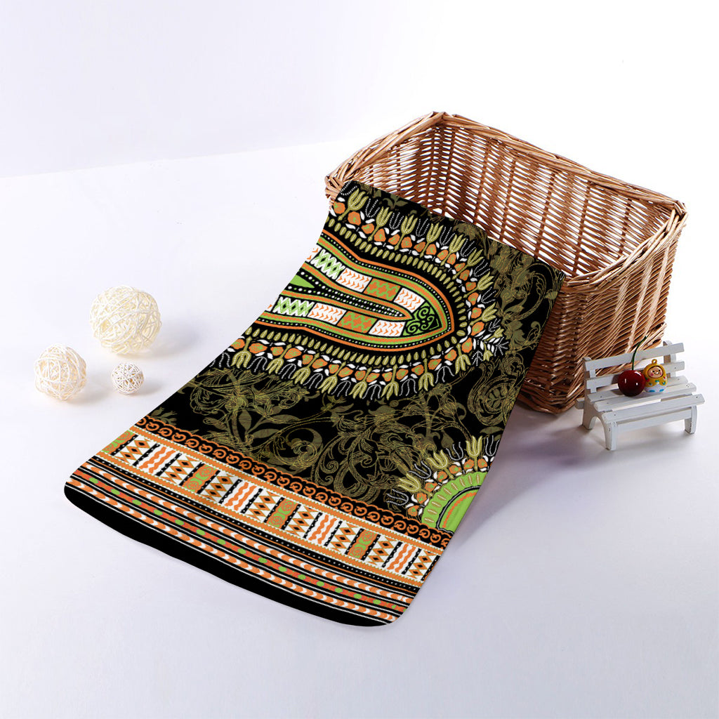 Orange And Black African Dashiki Print Towel
