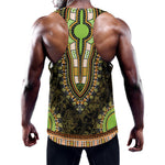 Orange And Black African Dashiki Print Training Tank Top