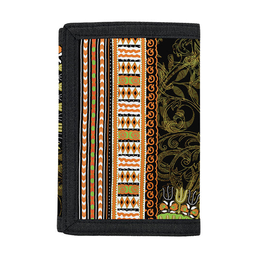 Orange And Black African Dashiki Print Trifold Wallet