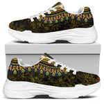 Orange And Black African Dashiki Print White Chunky Shoes