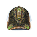 Orange And Black African Dashiki Print White Mesh Trucker Hat