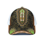 Orange And Black African Dashiki Print White Mesh Trucker Cap