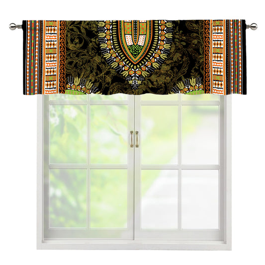 Orange And Black African Dashiki Print Window Valance