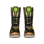 Orange And Black African Dashiki Print Winter Boots