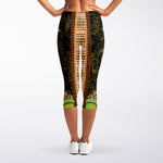 Orange And Black African Dashiki Print Women's Capri Leggings