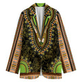 Orange And Black African Dashiki Print Women's Cotton Blazer