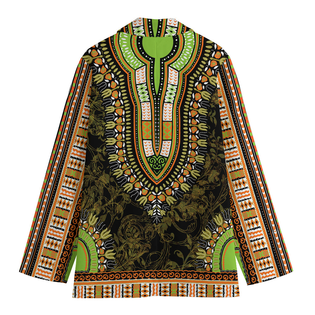Orange And Black African Dashiki Print Women's Cotton Blazer