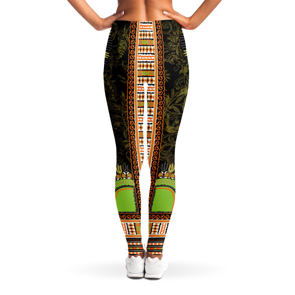 Orange And Black African Dashiki Print Women's Leggings