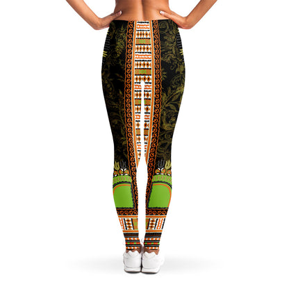 Orange And Black African Dashiki Print Women's Leggings