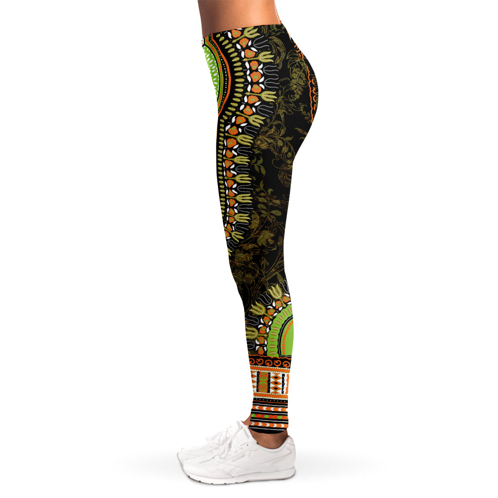 Orange And Black African Dashiki Print Women's Leggings