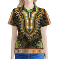 Orange And Black African Dashiki Print Women's Polo Shirt
