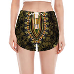 Orange And Black African Dashiki Print Women's Split Running Shorts