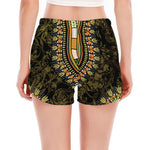Orange And Black African Dashiki Print Women's Split Running Shorts