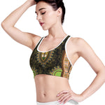 Orange And Black African Dashiki Print Women's Sports Bra