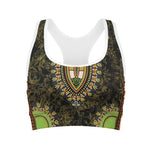 Orange And Black African Dashiki Print Women's Sports Bra