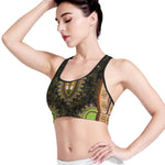 Orange And Black African Dashiki Print Women's Sports Bra