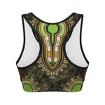 Orange And Black African Dashiki Print Women's Sports Bra