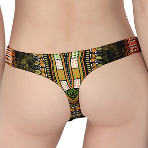 Orange And Black African Dashiki Print Women's Thong