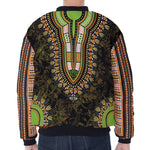 Orange And Black African Dashiki Print Zip Sleeve Bomber Jacket