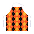 Orange And Black Argyle Pattern Print Adjustable Apron