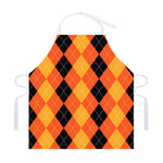 Orange And Black Argyle Pattern Print Adjustable Apron