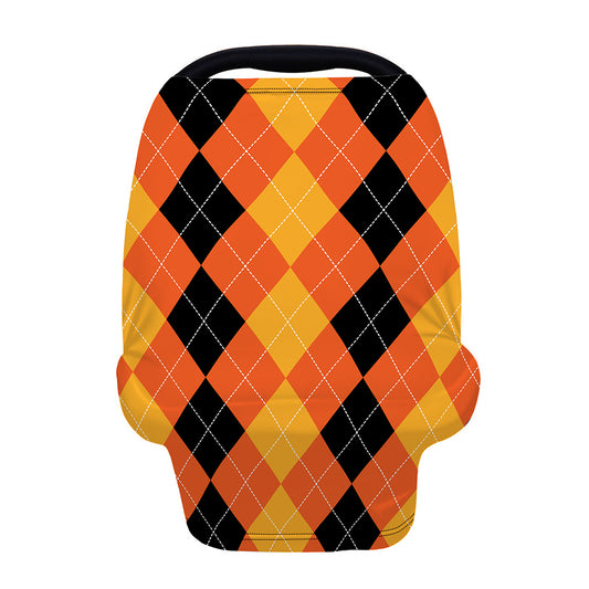 Orange And Black Argyle Pattern Print Baby Seat Cover