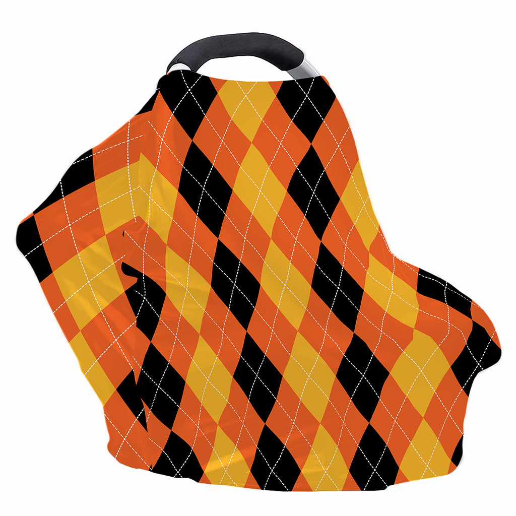 Orange And Black Argyle Pattern Print Baby Seat Cover