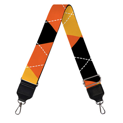 Orange And Black Argyle Pattern Print Bag Strap