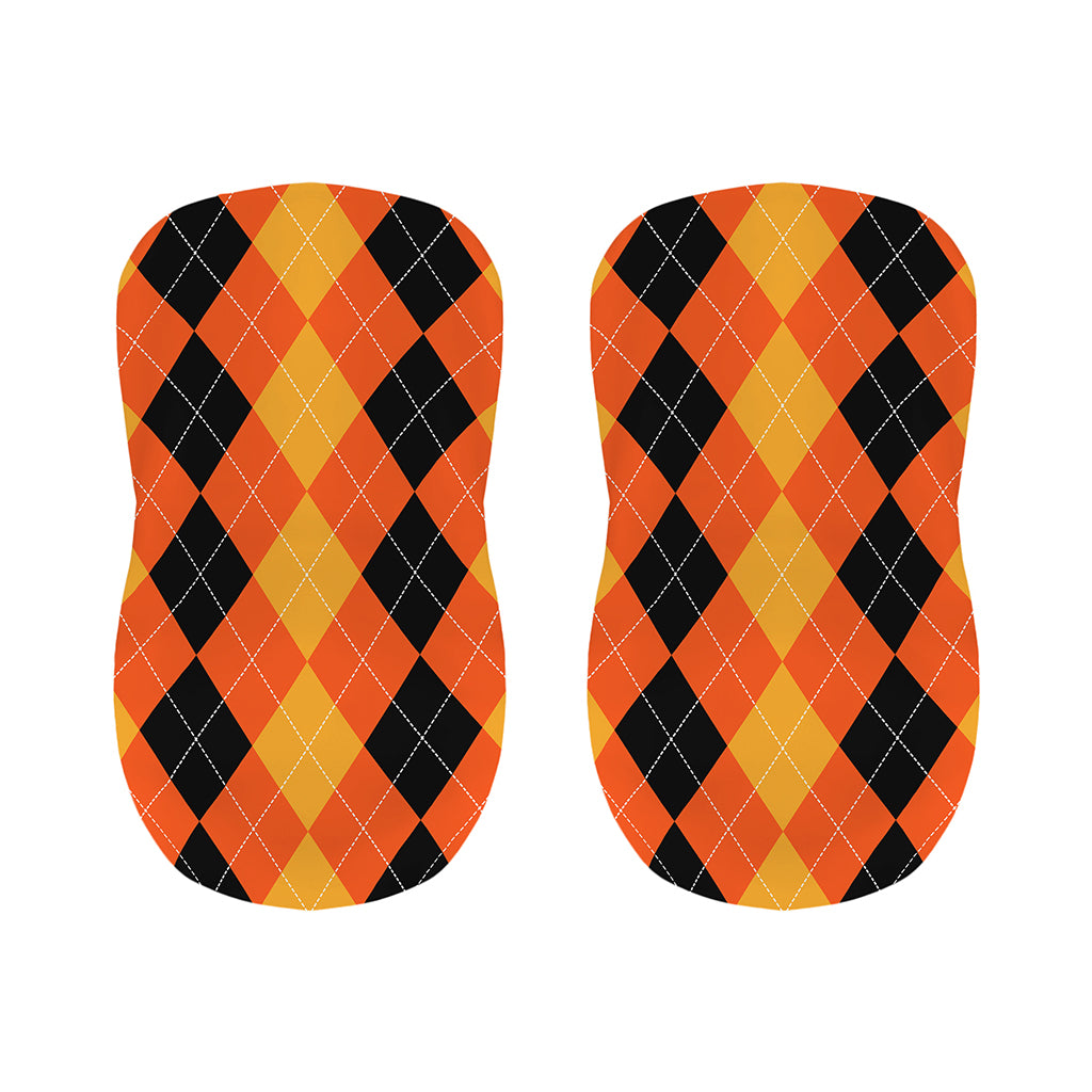 Orange And Black Argyle Pattern Print Bar Stool Covers