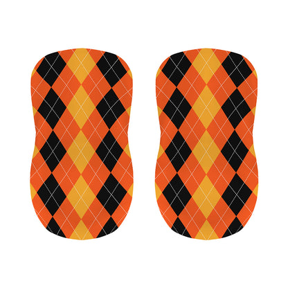Orange And Black Argyle Pattern Print Bar Stool Covers