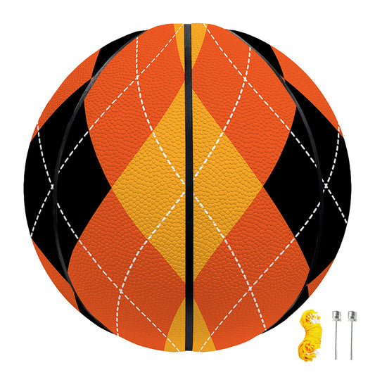 Orange And Black Argyle Pattern Print Basketball