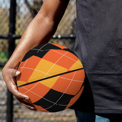 Orange And Black Argyle Pattern Print Basketball