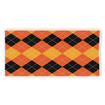 Orange And Black Argyle Pattern Print Beach Towel
