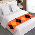Orange And Black Argyle Pattern Print Bed Runner