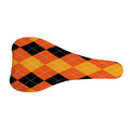 Orange And Black Argyle Pattern Print Bicycle Seat Cover