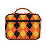 Orange And Black Argyle Pattern Print Briefcase Bible Bag