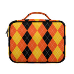 Orange And Black Argyle Pattern Print Briefcase Bible Bag