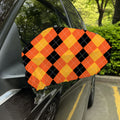 Orange And Black Argyle Pattern Print Car Side Mirror Covers