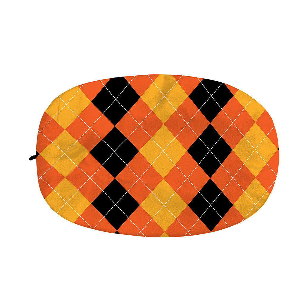 Orange And Black Argyle Pattern Print Car Side Mirror Covers