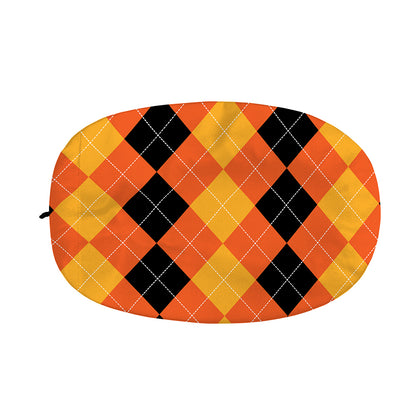 Orange And Black Argyle Pattern Print Car Side Mirror Covers