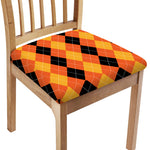 Orange And Black Argyle Pattern Print Chair Cushion Cover