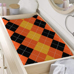 Orange And Black Argyle Pattern Print Changing Pad Cover