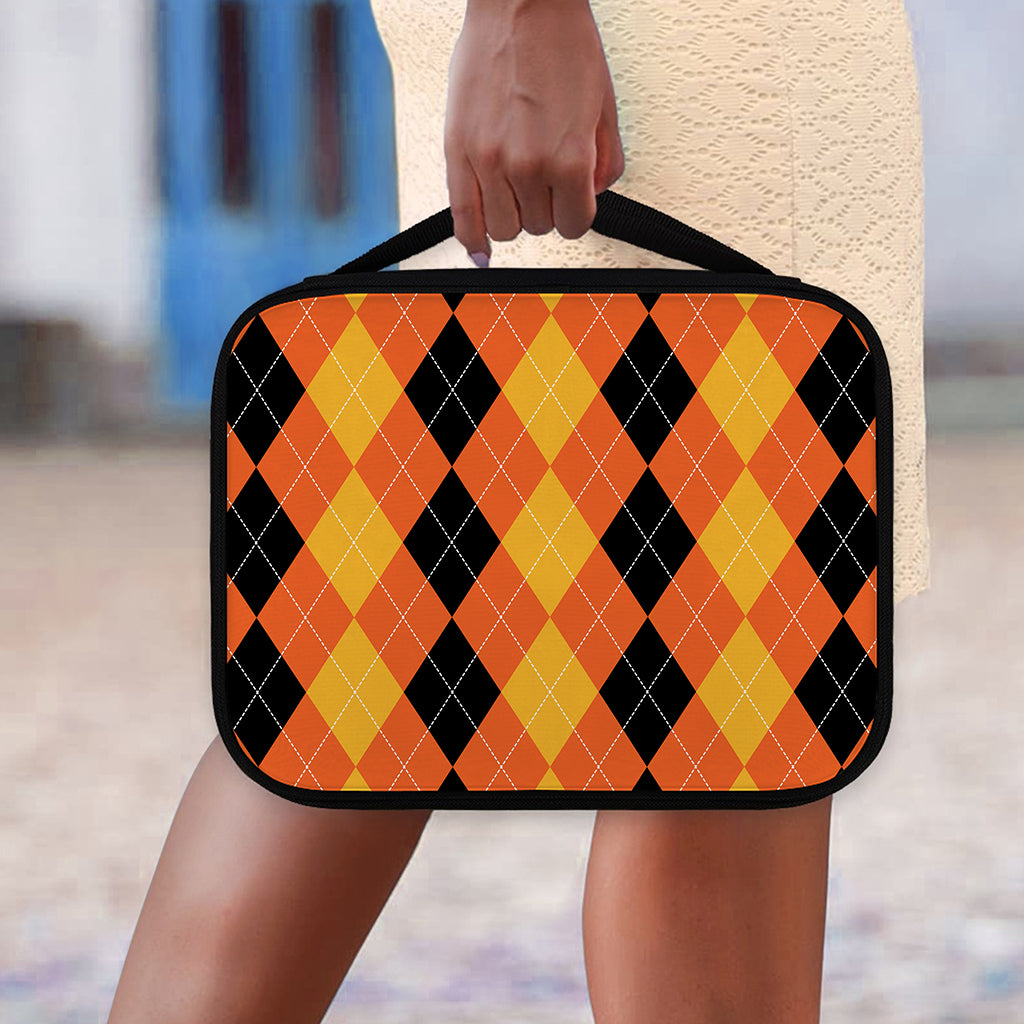 Orange And Black Argyle Pattern Print Classic Bible Case