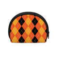 Orange And Black Argyle Pattern Print Coin Purse